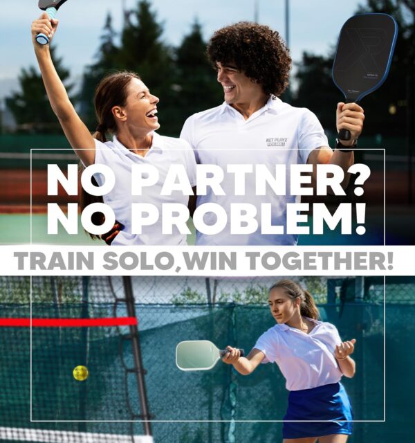 Pickleball-Specific Trainer Rebound Net,Perfect Your Forehands Backhands Dinks Volleys Accuracy Coordination Kitchen Control | Pickleball Training Equipment Aid - Adjustable Angle,Easy Setup & Storage