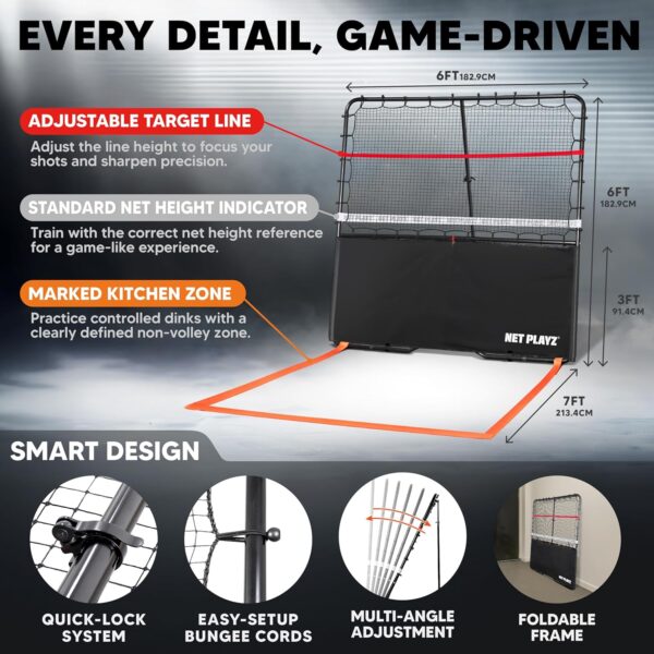 Pickleball Rebounder Training Aid, Adjustable Angle Easy Setup & Storage - Perfect Your Forehands Backhands Dinks Volleys Accuracy Coordination Kitchen Control, Designed for Pickleball