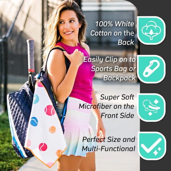 Millie Rose Pickleball Towels in Fashionable Prints - Cute 15x17 inch Microfiber & Cotton Athletic Towels with Carabiner Clip - Pickleball Accessories, Pickleball Gifts (Pickleball Party)