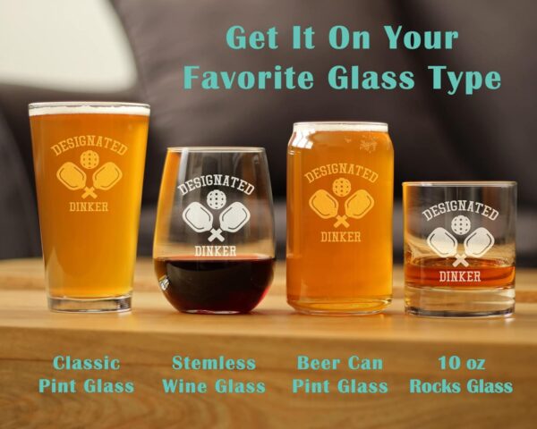 Designated Dinker - Wine Tumbler Glass with Sliding Lid - Stainless Steel Insulated Mug - Funny Pickleball Themed Gifts and Decor - Teal
