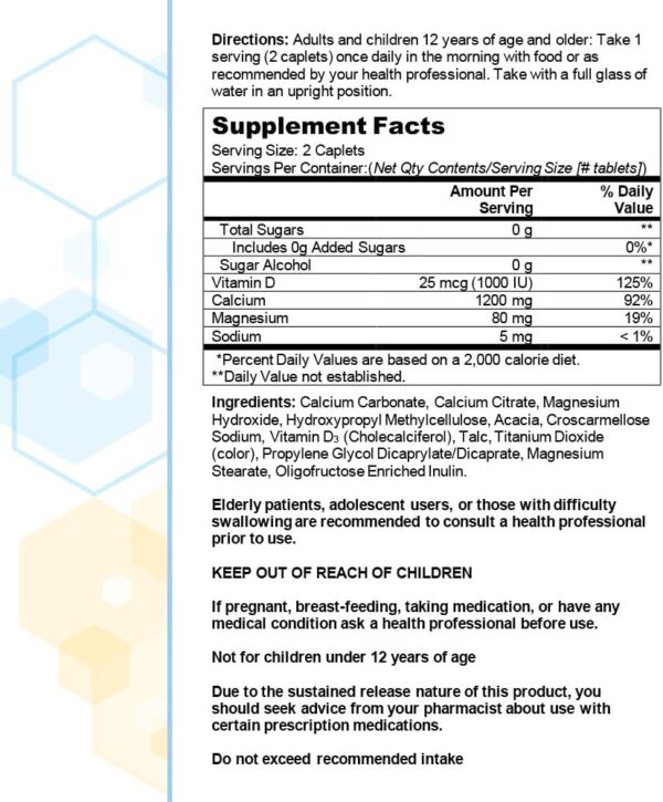 Citracal Slow Release 1200, 1200 mg Calcium Citrate with Vitamin D (1000 IU), Vitamin D3, Bone Health Support, Calcium Supplement for Ages 12+, 185 Count