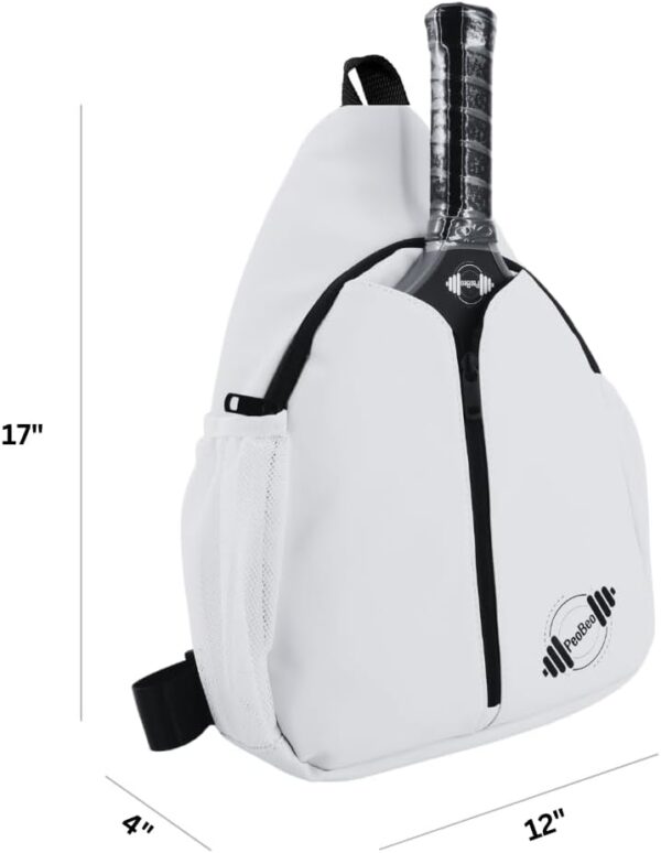 Designer Pickleball Paddle Pu Leather Bag, Stylish and Versatile Crossbody Backpack for Pickleball, Tennis, Racketball and Travel, Adjustable Sling Shoulder Sports Bag with Fence Hook for Men & Women