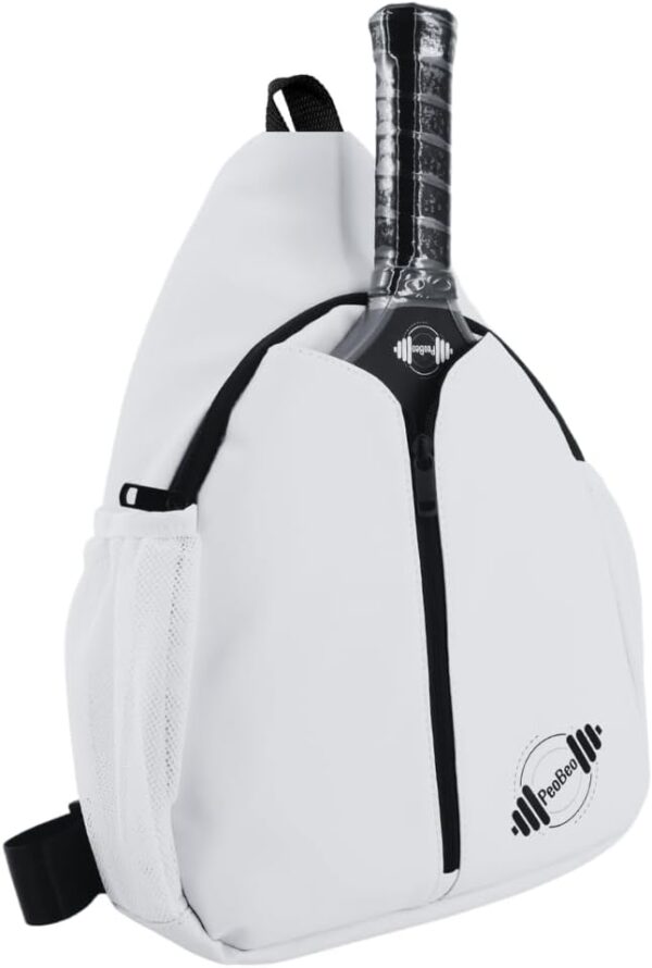 Designer Pickleball Paddle Pu Leather Bag, Stylish and Versatile Crossbody Backpack for Pickleball, Tennis, Racketball and Travel, Adjustable Sling Shoulder Sports Bag with Fence Hook for Men & Women