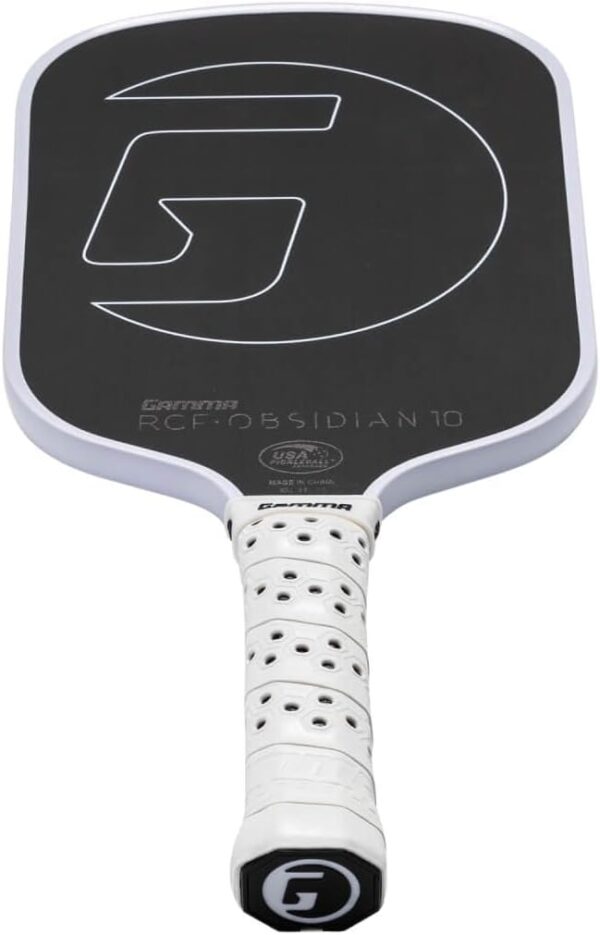 GAMMA RCF Obsidian Pickleball Paddle, Raw Carbon Fiber, 10mm, 13mm, and 16mm Options, Comfortable Molded Foam Handle, Sleak Design, Customizable Handle Weight System