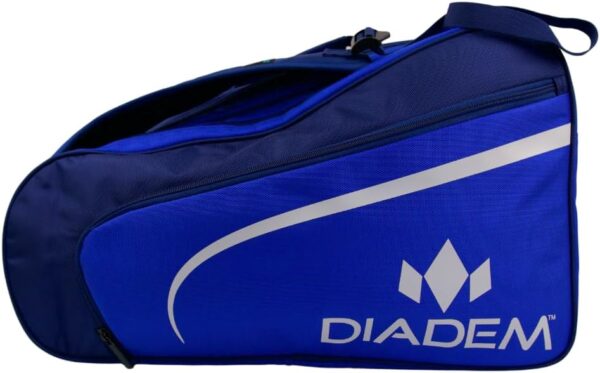 Diadem Tour V3 Paddle Backpack Bag - Spacious Pickleball Gear Bag with 10 Paddle Capacity | Shoe Compartment | Neoprene Side Pockets | Stylish and Durable | Blue with White Trim