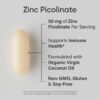 Sports Research Zinc Picolinate 50mg with Organic Coconut Oil | Highly Absorbable Zinc Supplement for Healthy Immune Function - Non-GMO Verified, Gluten & Soy Free (60 Liquid Softgels)