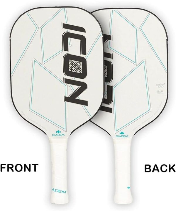 Diadem ICON Performance Pickleball Paddle | Graphite Carbon Fiber, Honeycomb Core, Fiberglass Face, Ultra Sleek Edge Guard, Spin Friendly | Indoor/Outdoor | USAPA Approved