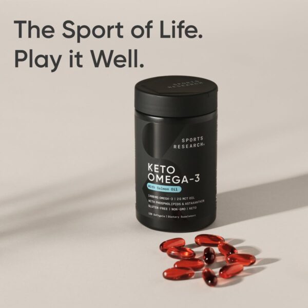 Sports Research® Keto Omega Fish Oil 1400mg - Full Spectrum Omega-3 Blend with Astaxanthin & Coconut MCT Oil - Keto Certified, Soy & Gluten-Free (120 Softgels)