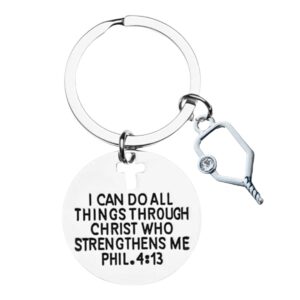 Pickleball Keychain, I Can Do All Things Through Christ Who Strengthens Me Phil 4:13 Pickleball Jewelry for Players, Gift for Women, Pickleball Lover, Pickleball Team