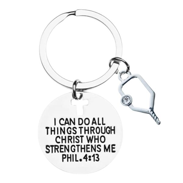 Pickleball Keychain, I Can Do All Things Through Christ Who Strengthens Me Phil 4:13 Pickleball Jewelry for Players, Gift for Women, Pickleball Lover, Pickleball Team