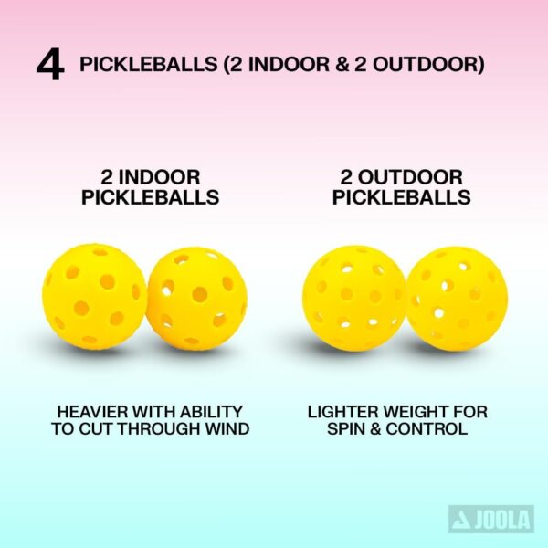 JOOLA Pickleball Paddles Set of 2 or Single Option – Multiple Colors - Reinforced Fiberglass Surface – Lightweight, Durable, Beginner-Friendly Racket Design – Set Includes Balls & Bag – USAP Approved