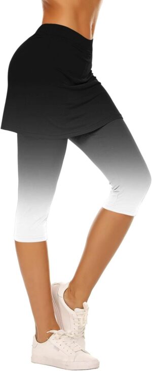 Skirted Leggings for Women Tennis Golf Skorts Capris Pickleball Clothing Outfits Gym Yoga Legging with Skirts
