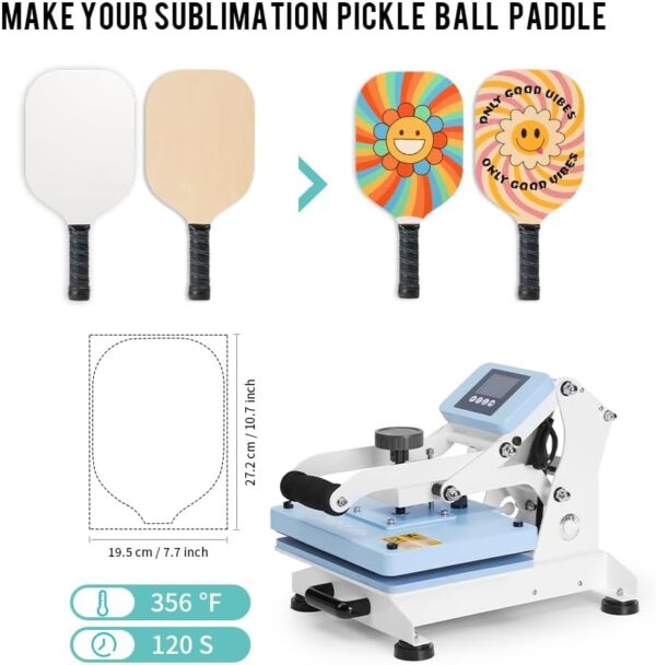 PYD Life 6 Pack Pickleball Paddles Plywood Sublimation Blanks 7.5" x 15.5",2/5 Inch Thickness 8 OZ Double Sided Printable One Side White One Side Wood