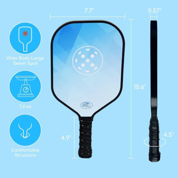 Pickleball Paddles Set of 2, USAPA Approved Pickleball Set with 4 Pickleball Balls and Bag, Durable Pickleball Rackets Gifts for Beginners & Pros
