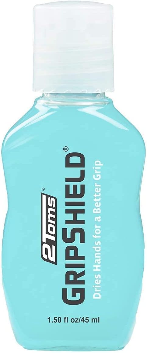 2Toms GripShield, Non-Sticky Grip Enhancer, Dry Grip Solution for Sweaty Hands, Tennis, Pickleball, Golf, Pole Dancing and Gaming, 1.5 Ounce Bottle