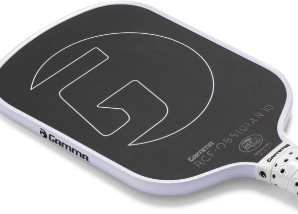 GAMMA RCF Obsidian Pickleball Paddle, Raw Carbon Fiber, 10mm, 13mm, and 16mm Options, Comfortable Molded Foam Handle, Sleak Design, Customizable Handle Weight System