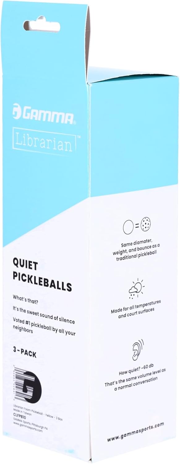 GAMMA Librarian Foam Balls for Pickleball Practice With True Bounce on All Surfaces - USAP Quiet Approved, Noise Reducing for Parks, HOA - Indoor & Outdoor Play