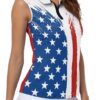 Irisjudy 1/4 Zip Up Tennis Golf T-Shirts for Women Novelty Animals Floral Lightweight Sleeveless Collared Tank Top Quick Dry