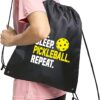 Haizct Eat Sleep Pickleball Drawstring Backpacks, Funny Drawstring Bag for Men Women, Pickleball Player Gifts, Sport Lovers Gifts