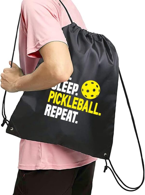 Haizct Eat Sleep Pickleball Drawstring Backpacks, Funny Drawstring Bag for Men Women, Pickleball Player Gifts, Sport Lovers Gifts