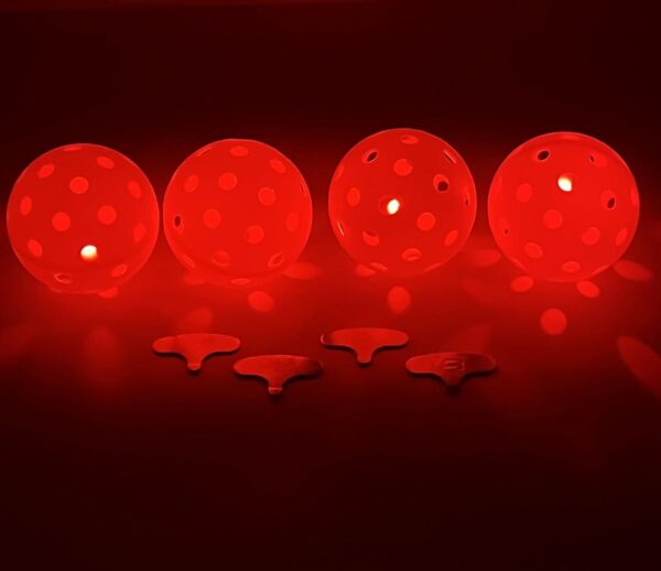 LED Light up Pickleball Ball, Glow in The Dark PickleBalls Balls, 4 Pack Pickleball-Balls Meet USAPA Requirement, 40 Holes Durable in/Outdoor Pickle Ball (Red)