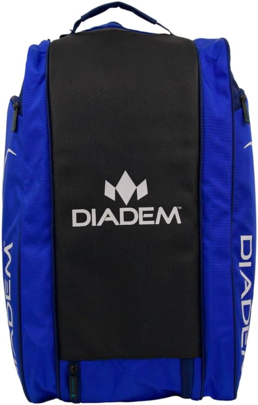 Diadem Tour V3 Paddle Backpack Bag - Spacious Pickleball Gear Bag with 10 Paddle Capacity | Shoe Compartment | Neoprene Side Pockets | Stylish and Durable | Blue with White Trim