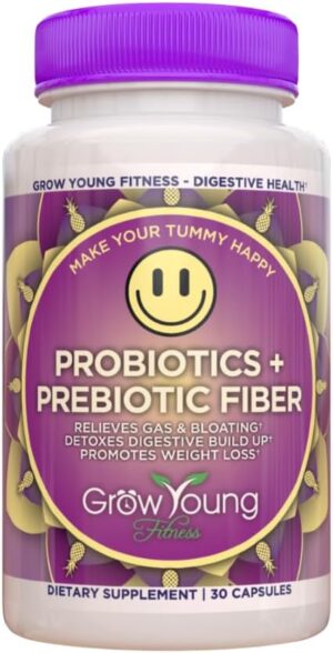 Grow Young Fitness Daily Probiotic + Prebiotic Fiber Supplement, Supports Digestive Health (1 Pack, 30 Servings)