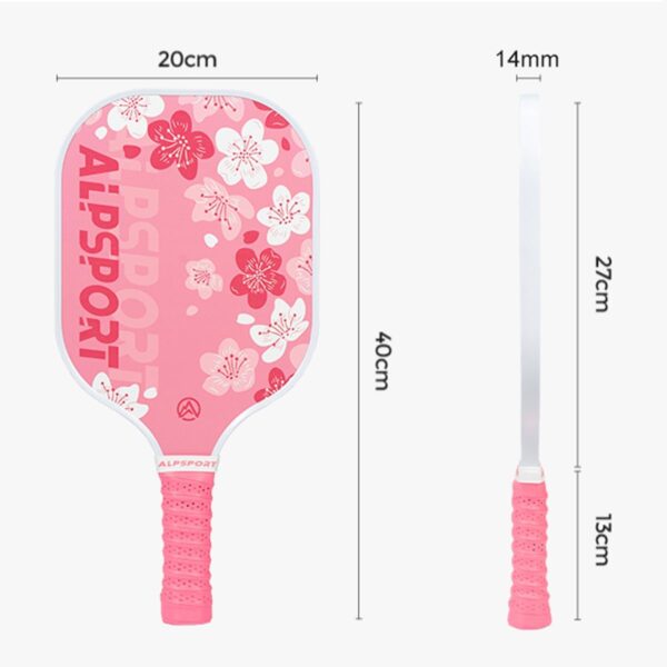Sakura Pink Pickleball Paddles Set of 1/2, USAPA Approved Fiberglass Graphite Cherry Racquet with Tied Grips, 2 Indoor Outdoor Pickleball Balls, 1 Cover Bag Men Women