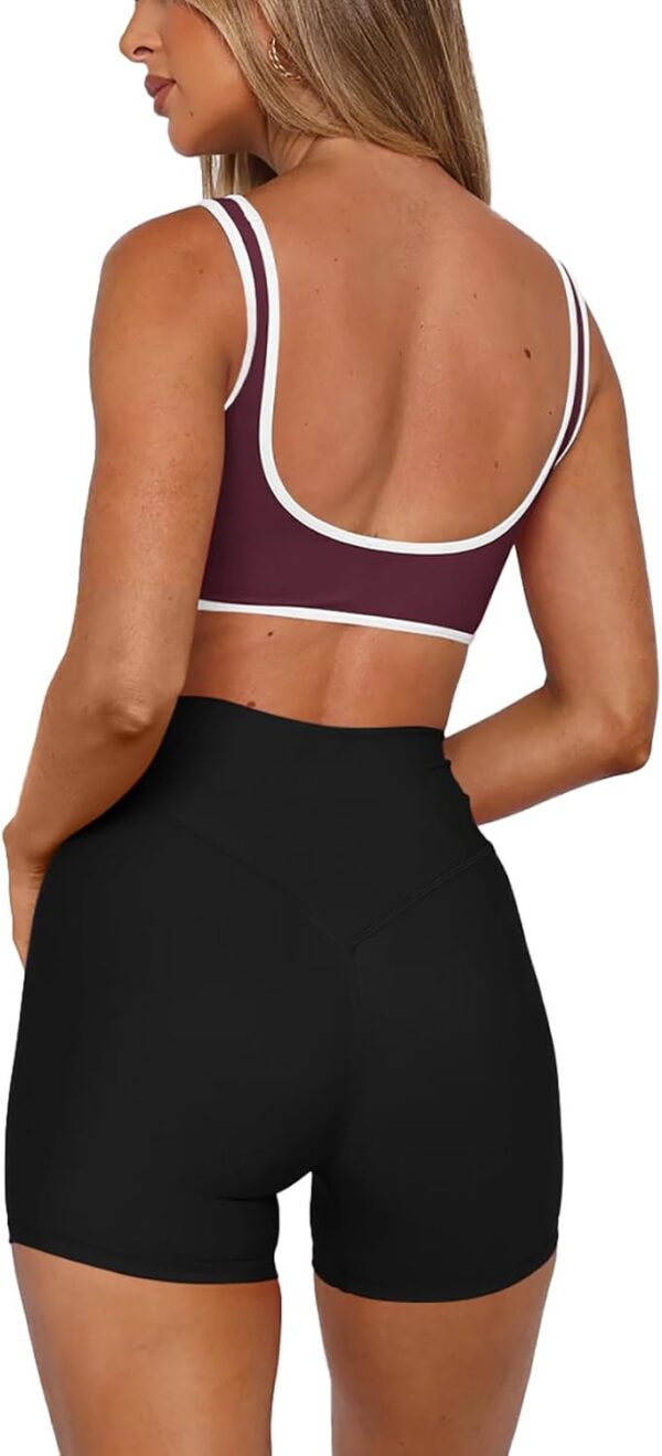 LASLULU Sexy Sports Bras for Women V Neck Sleeveless Padded Bra Workout Yoga Crop Top