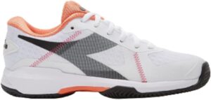 Diadora Trofeo W All Ground Pickleball Tennis Shoes (White/Black/Vermillion)