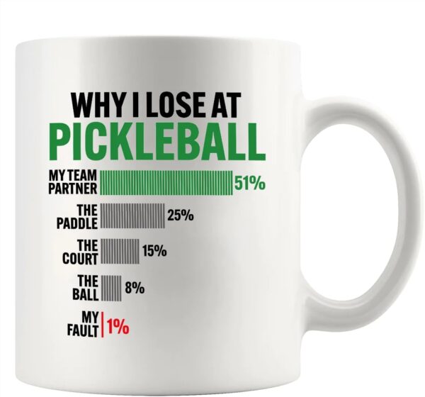 Why I Lose at Pickleball Pickleball Gifts for Player Pickleball Lover Grandpa Grandma Mom DadNovelty Drinkware Ceramic Mug 11 oz White