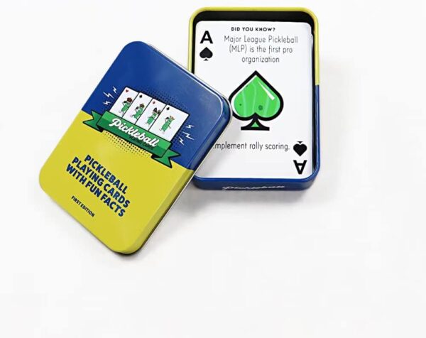 Pickleball Playing Cards with Fun Facts: Standard 52 Card Deck, Great Gift for All Ages 96+ (Unisex, Green)
