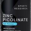 Sports Research Zinc Picolinate 50mg with Organic Coconut Oil | Highly Absorbable Zinc Supplement for Healthy Immune Function - Non-GMO Verified, Gluten & Soy Free (60 Liquid Softgels)