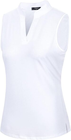 Womens Sleeveless Golf Polo Shirts Lightweight Tennis Sport Tops
