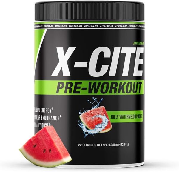 ATHLEAN-X X-CITE Pre-Workout Supplement - Boost Energy, Endurance, and Focus with Natural Ingredients - Jolly Watermelon Pucker