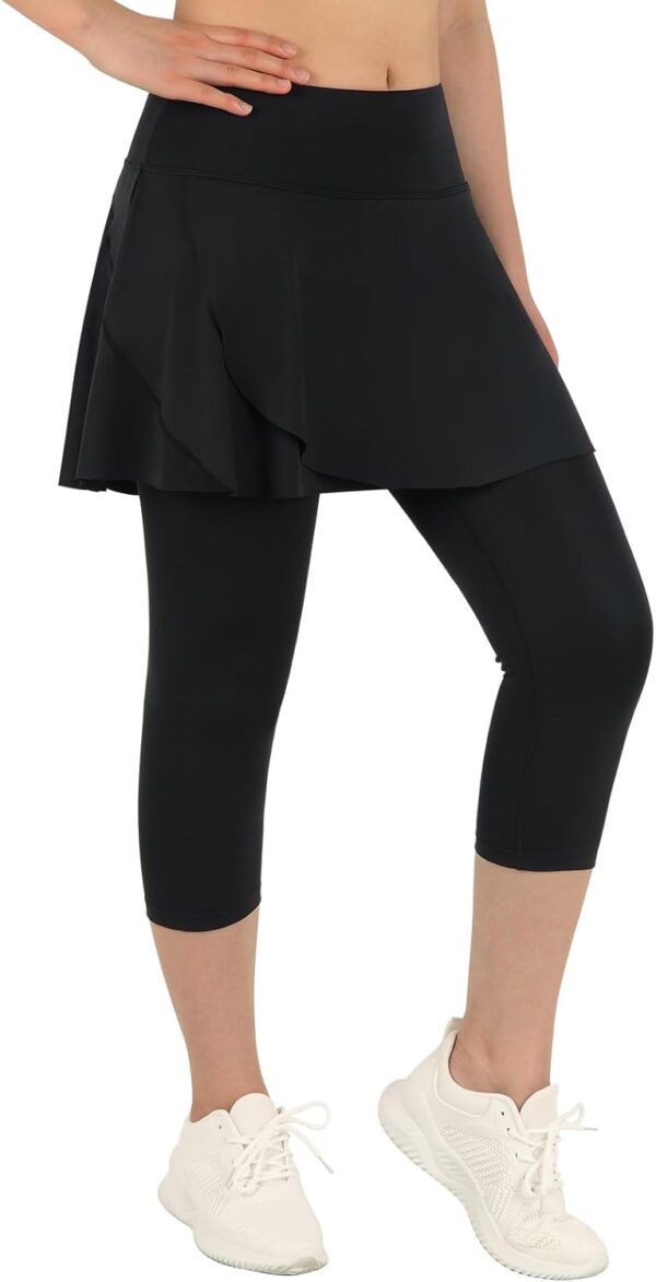 ANIVIVO Skirted Leggings for Women with Pockets, Tennis Yoga Pleated Skirt with Leggings