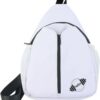 Designer Pickleball Paddle Pu Leather Bag, Stylish and Versatile Crossbody Backpack for Pickleball, Tennis, Racketball and Travel, Adjustable Sling Shoulder Sports Bag with Fence Hook for Men & Women