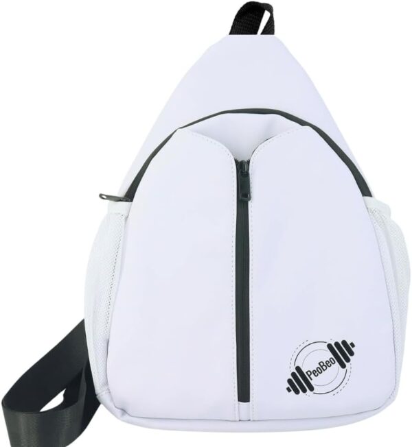 Designer Pickleball Paddle Pu Leather Bag, Stylish and Versatile Crossbody Backpack for Pickleball, Tennis, Racketball and Travel, Adjustable Sling Shoulder Sports Bag with Fence Hook for Men & Women