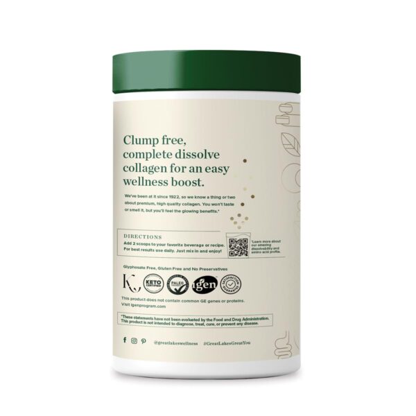 Great Lakes Wellness Collagen Peptides Powder for Skin, Hair, Nails, Joints & Digestion - Unflavored - Quick Dissolve Hydrolyzed, Non-GMO, Keto, Kosher - 16oz