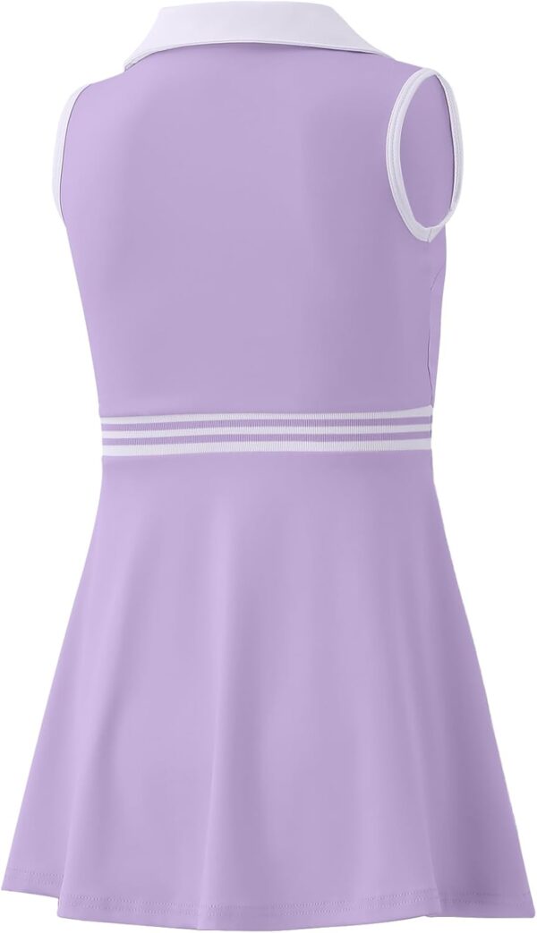 Girls Tennis Dress Golf Outfit Sleeveless Athletic Dresses Polo V Neck Sport Skirt with Pockets 4-13Y