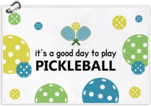 It's A Good Dady to Play Pickleball Printed Microfiber Pickleball Towel with Clip, Pickleball Gifts for Pickleball Fan Dad Mom, Mother's Day Birthday Gifts, Golf Accessories for Men Women