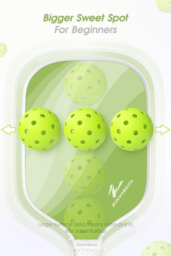 ZUMWORGION® Pickleball Paddles Set of 2/4: Fiberglass Pickle Paddles with Balls for Beginner - 8mm Honeycomb Core Lightweight Spin Surface for Kids - Cute Girly Pickle Gift for Women | 14mm 7oz