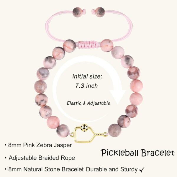 Pickleball Gifts for Women Teens, Natural Stone Bead Bracelet for Pickleball Lover, Pickleball Stuff Jewelry Birthday Gifts for Women Men Teens Players