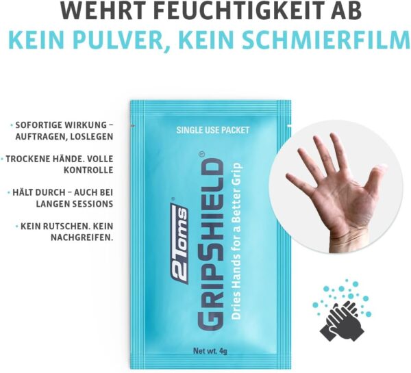 2Toms GripShield, Non-Sticky Grip Enhancer, Dry Grip Solution for Sweaty Hands, Tennis, Pickleball, Golf, Pole Dancing and Gaming, 6 Single-Use Packets