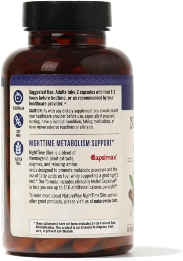 Naturewise Nighttime Fitness Support Supplement & Natural Sleep Aid with Cayenne Extract, Green Coffee Bean, GABA, L-Theanine - Vegetarian, Non-GMO - 60 Capsules[1-Month Supply]