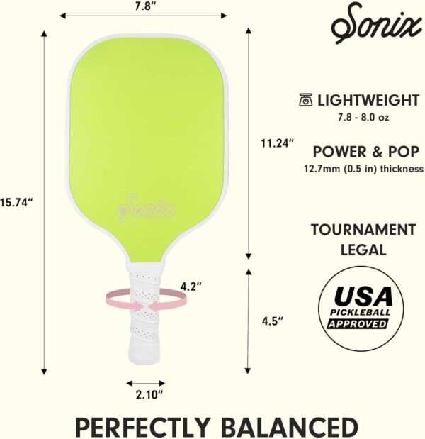Sonix | Pickleball Paddles Set of 4 | USAPA Approved | Fiberglass Surface Pickleball Set with 4 Paddles, 2 Balls, & Bag