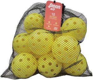 Penn 40 Outdoor Pickleball Balls 12-Ball Mesh Bag, Softer Feel for Recreational & Club Play - USAPB Approved