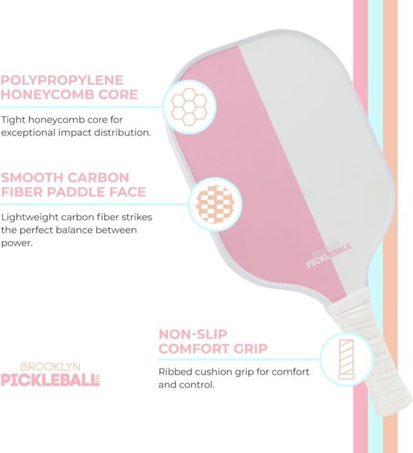 Brooklyn Pickleball Co. | Premium Carbon Fiber Paddle | USAPA Approved | Honeycomb Core | Cushioned Grip | Single Pickle-Ball Racket | 2025 Stylish Pickle Ball Paddles for All Skill Levels