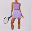 PINSPARK Golf Skorts for Woman High Waisted Athletic Skorts with Pockets Silicone Grippers Tennis Skirts for Pickleball