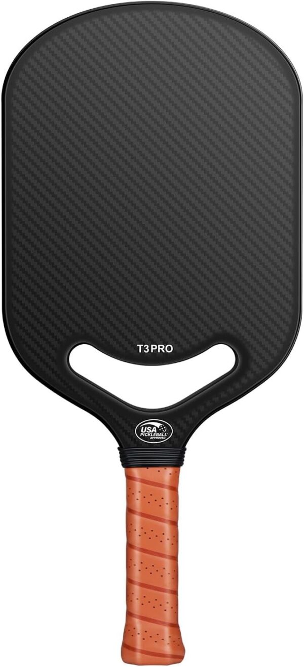 Carbon Fiber Pickleball Paddle with Aero Throat, USAPA Approved Pickleball Racket for Power & Control, Polymer Honeycomb Core, Textured Carbon Grit Surface, Pickle Ball Paddles